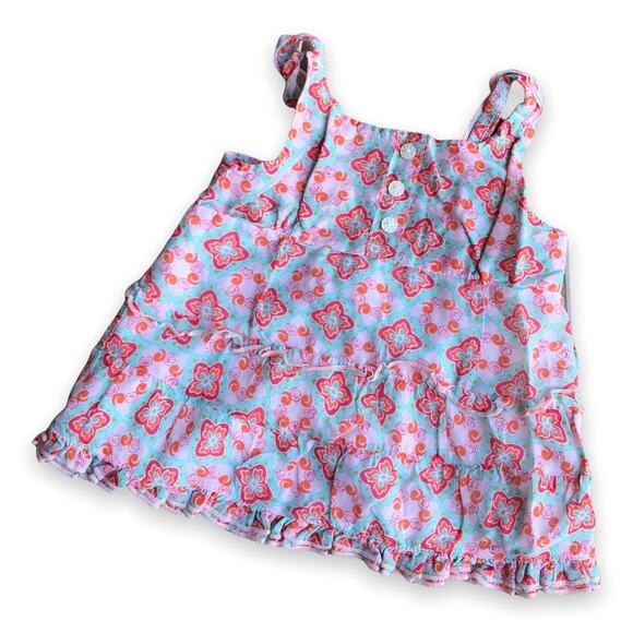 Icky Baby Girls Tank Top Size 12 Months Mint Orange Pink Swing Ruffle Silk Blend - Picture 1 of 6